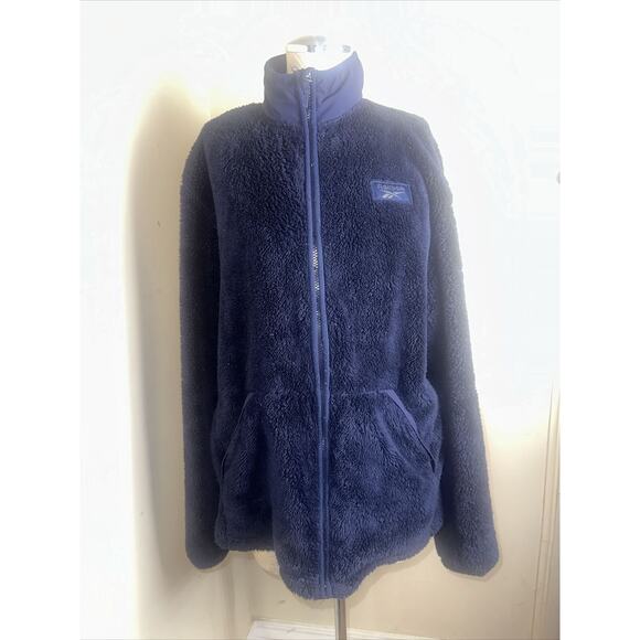 Reebok Men's Navy Full Zip Fleece Jacket Size Medium EUC - Picture 1 of 10